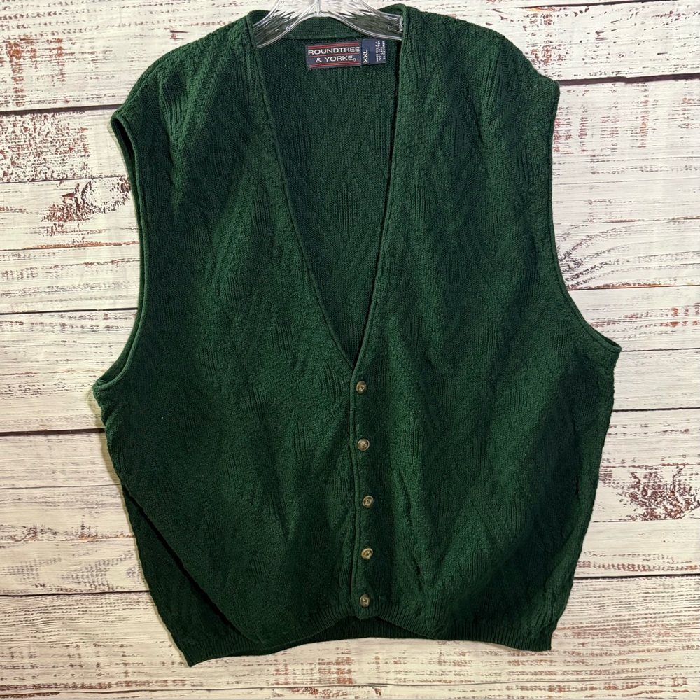 Roundtree & Yorke Forest Green Knit Vest